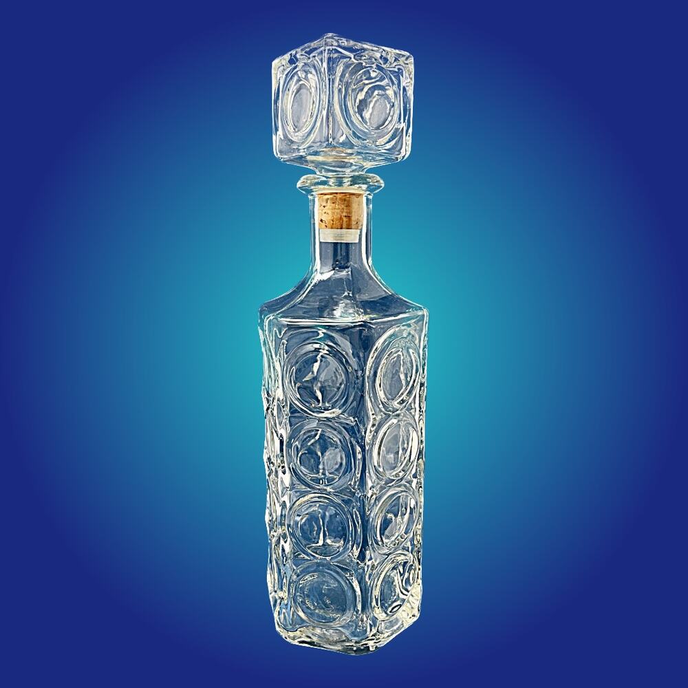 Vintage Federal Glass Bullseye Whiskey Decanter with Stopper | MiCM Barware